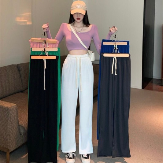 高腰宽松垂感阔腿长裤